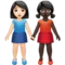 Women Holding Hands: Light Skin Tone, Dark Skin Tone emoji on Apple iOS 13.3