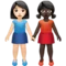 Women Holding Hands: Light Skin Tone, Dark Skin Tone emoji on Apple iOS 14.2