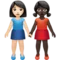Women Holding Hands: Light Skin Tone, Dark Skin Tone emoji on Apple iOS 17.4