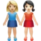 Women Holding Hands: Medium-Light Skin Tone, Light Skin Tone emoji on iPhone (iOS 14.6)