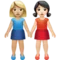 Women Holding Hands: Medium-Light Skin Tone, Light Skin Tone emoji on iPhone