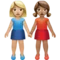 牵手的女性：中等偏浅肤色，中等肤色 iPhone 上的表情符号 (iOS 13.3)