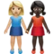 Women Holding Hands: Medium-Light Skin Tone, Dark Skin Tone emoji on Apple iOS 13.3