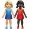 Women Holding Hands: Medium-Light Skin Tone, Dark Skin Tone emoji on Apple iOS 14.5
