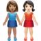 Wanita Bergandengan Tangan: Warna Kulit Sedang, Warna Kulit Terang emoji di iPhone (iOS 14.5)