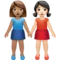 Women Holding Hands: Medium Skin Tone, Light Skin Tone emoji on Apple iOS 17.4
