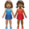 Women Holding Hands: Medium Skin Tone, Medium-Dark Skin Tone emoji on Apple iOS 16.4