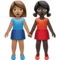 Women Holding Hands: Medium Skin Tone, Dark Skin Tone emoji on Apple iOS 13.3