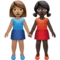 Women Holding Hands: Medium Skin Tone, Dark Skin Tone emoji on Apple iOS 17.4