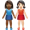 Women Holding Hands: Medium-Dark Skin Tone, Light Skin Tone emoji on iPhone