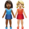 Women Holding Hands: Medium-Dark Skin Tone, Medium-Light Skin Tone emoji on iPhone (iOS 14.6)