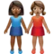 Women Holding Hands: Medium-Dark Skin Tone, Medium Skin Tone emoji on iPhone (iOS 14.6)