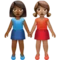 Women Holding Hands: Medium-Dark Skin Tone, Medium Skin Tone emoji on iPhone
