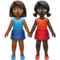 Women Holding Hands: Medium-Dark Skin Tone, Dark Skin Tone emoji on iPhone