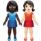 Women Holding Hands: Dark Skin Tone, Light Skin Tone emoji on Apple iOS 13.2