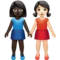 Women Holding Hands: Dark Skin Tone, Light Skin Tone emoji on Apple iOS 17.4