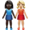Women Holding Hands: Dark Skin Tone, Medium-Light Skin Tone emoji on Apple iOS 13.3