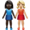 Women Holding Hands: Dark Skin Tone, Medium-Light Skin Tone emoji on Apple iOS 17.4