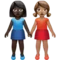 Women Holding Hands: Dark Skin Tone, Medium Skin Tone emoji on Apple iOS 13.3