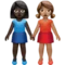 Women Holding Hands: Dark Skin Tone, Medium Skin Tone emoji on iPhone