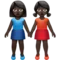 Women Holding Hands: Dark Skin Tone emoji on Apple iOS 14.2
