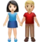 牵手的男女：浅肤色，中等偏浅肤色 iPhone 上的表情符号 (iOS 14.2)