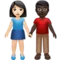 Woman and Man Holding Hands: Light Skin Tone, Dark Skin Tone emoji on iPhone