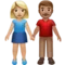 Woman and Man Holding Hands: Medium-Light Skin Tone, Medium Skin Tone emoji on Apple iOS 14.2