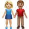 Woman and Man Holding Hands: Medium-Light Skin Tone, Medium Skin Tone emoji on Apple iOS 15.4