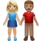 Woman and Man Holding Hands: Medium-Light Skin Tone, Medium Skin Tone emoji on iPhone