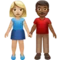 牵手的男女：中等偏浅肤色，中等偏深肤色 iPhone 上的表情符号 (iOS 14.2)