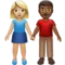 Woman and Man Holding Hands: Medium-Light Skin Tone, Medium-Dark Skin Tone emoji on iPhone