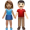 Woman and Man Holding Hands: Medium Skin Tone, Light Skin Tone emoji on iPhone