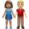 Woman and Man Holding Hands: Medium Skin Tone, Medium-Light Skin Tone emoji on Apple iOS 13.3