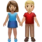 Woman and Man Holding Hands: Medium Skin Tone, Medium-Light Skin Tone emoji on Apple iOS 14.2