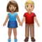 Woman and Man Holding Hands: Medium Skin Tone, Medium-Light Skin Tone emoji on Apple iOS 16.4