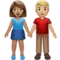 Woman and Man Holding Hands: Medium Skin Tone, Medium-Light Skin Tone emoji on iPhone