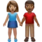 牵手的男女：中等肤色，中深肤色 iPhone 上的表情符号 (iOS 13.3)
