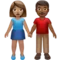 牵手的男女：中等肤色，中深肤色 iPhone 上的表情符号 (iOS 14.2)