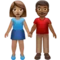 Woman and Man Holding Hands: Medium Skin Tone, Medium-Dark Skin Tone emoji on iPhone