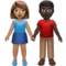 Woman and Man Holding Hands: Medium Skin Tone, Dark Skin Tone emoji on iPhone