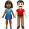 Woman and Man Holding Hands: Medium-Dark Skin Tone, Light Skin Tone emoji on iPhone (iOS 14.6)