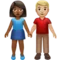 牵手的男女：中深色肤色，中浅色肤色 iPhone 上的表情符号 (iOS 13.3)