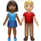Woman and Man Holding Hands: Medium-Dark Skin Tone, Medium-Light Skin Tone emoji on iPhone (iOS 14.6)