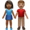 牵手的男女：中深色肤色，中等肤色 iPhone 上的表情符号 (iOS 16.4)