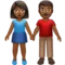 Woman and Man Holding Hands: Medium-Dark Skin Tone emoji on Apple iOS 13.2