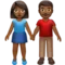 Woman and Man Holding Hands: Medium-Dark Skin Tone emoji on iPhone