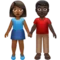 Woman and Man Holding Hands: Medium-Dark Skin Tone, Dark Skin Tone emoji on iPhone (iOS 14.6)