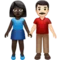 Woman and Man Holding Hands: Dark Skin Tone, Light Skin Tone emoji on Apple iOS 17.4