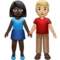 Woman and Man Holding Hands: Dark Skin Tone, Medium-Light Skin Tone emoji on iPhone (iOS 14.6)
